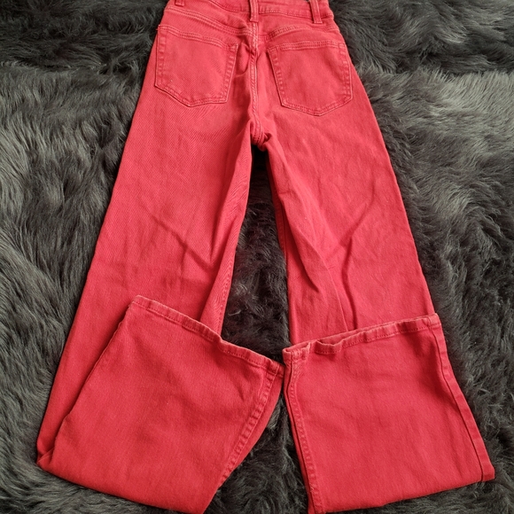 H&M High Waist Flared Red Jeans Pants Size 0 - Picture 3 of 5